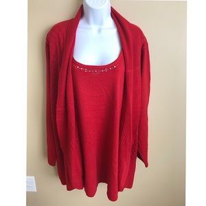 Napa Valley Womens 26/28 Cadigan Sweater RED NEW